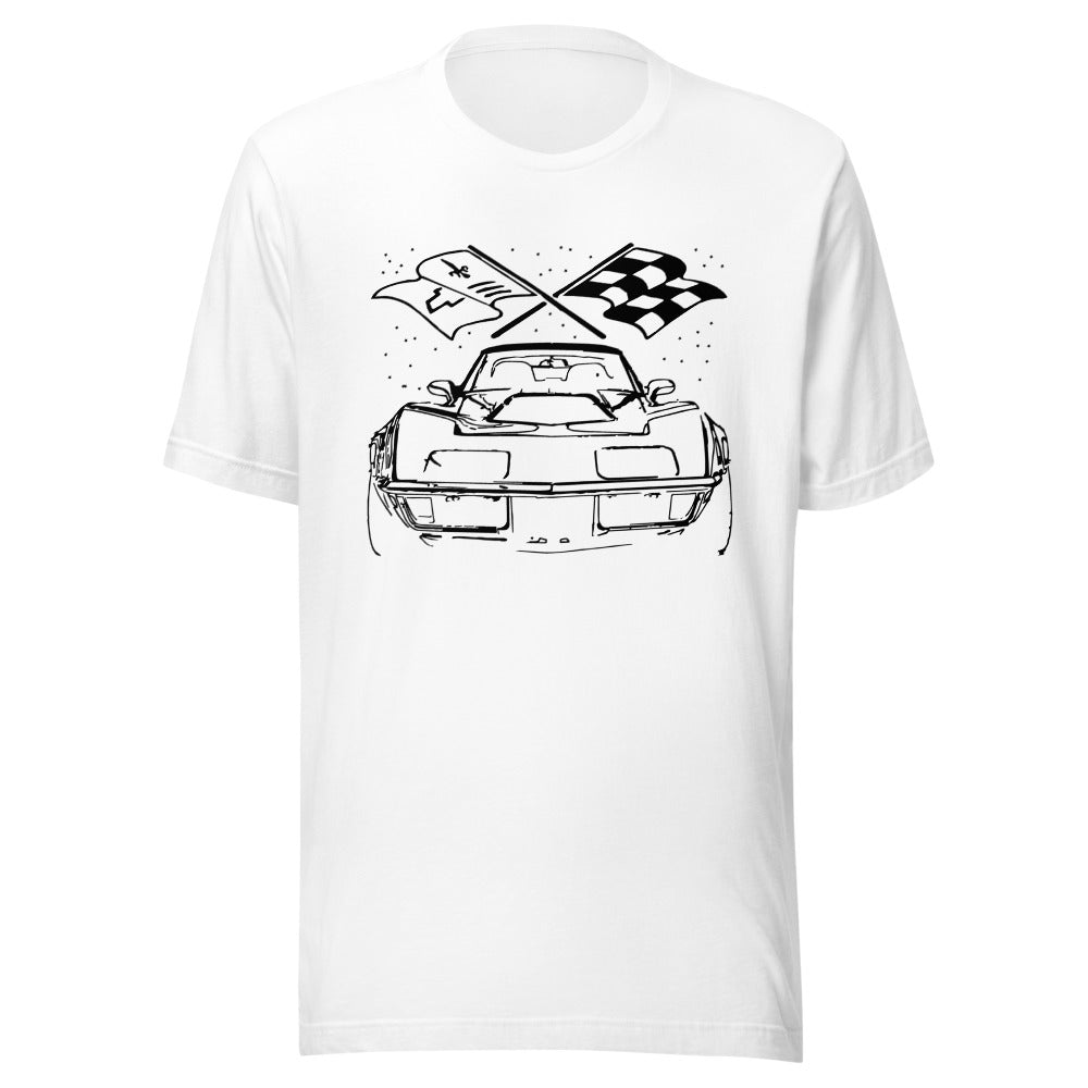 JG Infinite 1982 Corvette C3 Line Art T-Shirt - Classic Muscle Car Graphic Tee For Men & Women