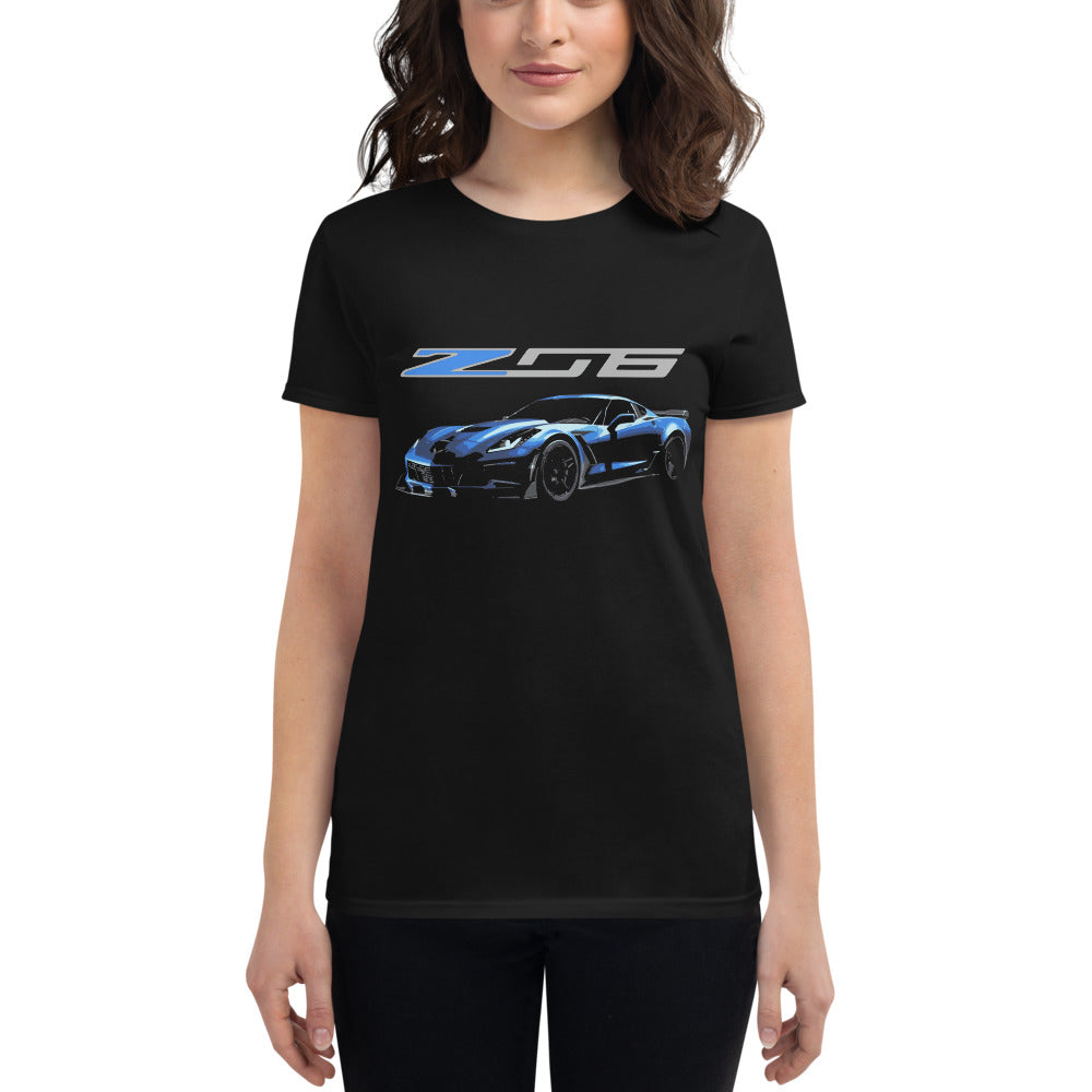 2014 - 2019 C7 Corvette Z06 Blue Custom Speed Lovers Vette Owners Drivers Women's short sleeve t-shirt for Car shows