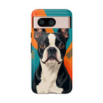Boston Terrier Pop-Art Portrait Tough Phone Case - Teal Orange