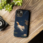 Turkish Van Swimming Cat Tough Case | Whimsical Night Pond, Lily Pads, Ducks