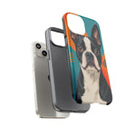 Boston Terrier Pop-Art Portrait Tough Phone Case - Teal Orange
