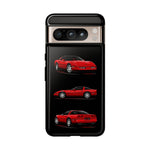 C4 Corvette Art Phone Case Red, Three-View Vector Cover, Gift