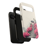 Pink Azalea Mountain Stairs Phone Case Japanese Zen Tough Case