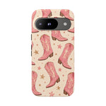 Pink Cowboy Boots phone case | Western pattern | Pastel stars