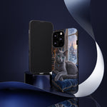 Regal Russian Blue Cat on Cushion Phone Case | Winter Castle Scene
