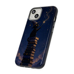 Starry Wizard Cat on Books phone case