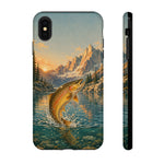 Leaping Golden Trout Lake Scene phone case | Tough Cover