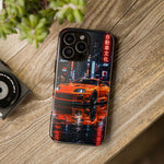 Orange Supra Phone Case, Neon City Night JDM Sports Car Tough Cover