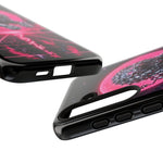 Chrome Lion Phone Case, Neon Grid Katakana Pride Tough Cover