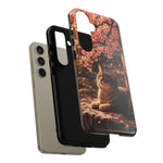Cherry Blossom Cat Phone Case, Painterly Spring Art Cover