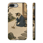 Zen Garden Cat Phone Case, Sand Spiral Japanese Art Cover