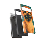 Siamese Cat Retro Halftone Portrait Case - Orange Teal Print