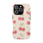 Pink Cherry Pattern Phone Case | Cute Retro Fruit Design