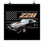 1979 Chevy Camaro Z28 Poster Classic Muscle Car Wall Art Print Black Gold Retro
