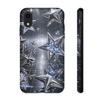 Holographic Silver Stars Grid phone case | Tough Cover