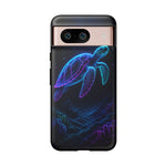 Neon Cyber Sea Turtle Tough Phone Case Ocean Design