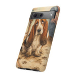 Guilty Basset Hound Phone Case, Muddy Watercolor Art Cover