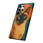 Siamese Cat Retro Halftone Portrait Case - Orange Teal Print