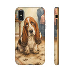 Guilty Basset Hound Phone Case, Muddy Watercolor Art Cover