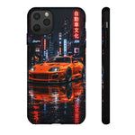 Orange Supra Phone Case, Neon City Night JDM Sports Car Tough Cover