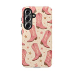 Pink Cowboy Boots phone case | Western pattern | Pastel stars