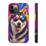 Cool Husky Sunglasses Portrait Tough Phone Case - Abstract