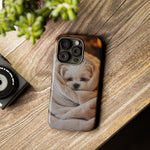 Maltese Puppy Burrito Phone Case, Cozy Blanket Portrait