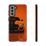 Orange Mustang Art Phone Case, GT500 American Muscle Car Tough Cover for Male