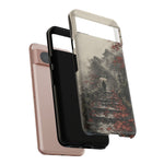 Autumn Temple Steps phone case | Japanese watercolor landscape cover
