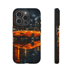 Orange Daytona Phone Case, Rainy City Night Muscle Car Tough Cover
