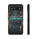 Vintage Teal 1957 Bel Air Classic Car Tough Case | Retro Rainy City Phone Cover