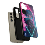 Anime Girl Phone Case Teal, Neon Kanji Calm Gradient Tough Cover