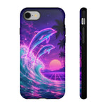 Neon Dolphin Ocean Vaporwave Art Tough Phone Case