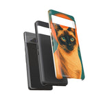 Siamese Cat Retro Halftone Portrait Case - Orange Teal Print