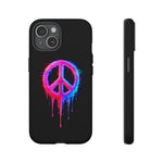 Glitch Peace Sign Phone Case, RGB Melt Digital Art Tough Cover, Gift