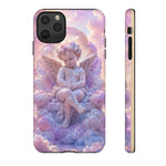 Cherub Cloud Throne Phone Case, Pastel Marble 3D Render Cover