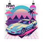 1990 Corvette C4 Poster Retro 80s 90s Vaporwave Chevy Sports Car Wall Art
