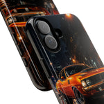 Orange Cuda Phone Case, Rainy City Night Muscle Car Tough Cover