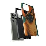 Siamese Cat Retro Halftone Portrait Case - Orange Teal Print