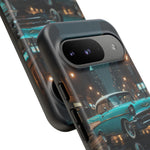 Vintage Teal 1957 Bel Air Classic Car Tough Case | Retro Rainy City Phone Cover