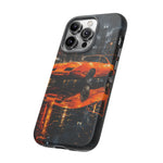 Orange Daytona Phone Case, Rainy City Night Muscle Car Tough Cover