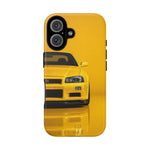 Yellow Skyline Phone Case, R34 GTR 90s JDM Legend Tough Cover for Men Gift