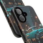 Vintage Teal 1957 Bel Air Classic Car Tough Case | Retro Rainy City Phone Cover