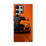 Orange Mustang Art Phone Case, GT500 American Muscle Car Tough Cover for Male