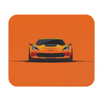 Orange C7 Front View Mouse Pad | Sports Car Desk Mat