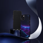 Retro Neon Mountains Phone Case | Vaporwave Galaxy Landscape