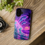 Neon Dolphin Ocean Vaporwave Art Tough Phone Case