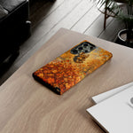 Yorkshire Terrier Jumping in Autumn Leaves Tough Case | Fall Dog Phone Cover