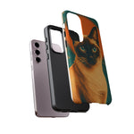 Siamese Cat Retro Halftone Portrait Case - Orange Teal Print