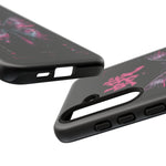 Glitch Moth Wings Art Tough Phone Case - Pink Cyan on Black